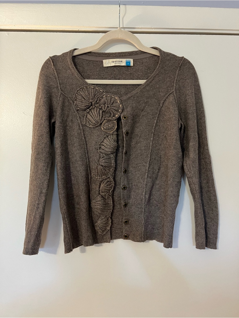 Anthropologie 3/4 Sleeve Brown Cardigan